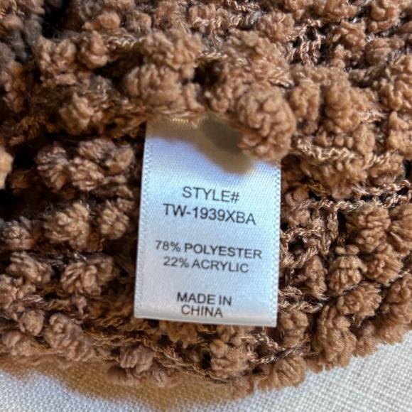 Zenana Brown Textured Open Front Cardigan Sweater Women's Plus Size 1X - Picture 6 of 6